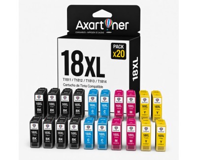 Compatible Pack x20 Epson T1811 / T1812 / T1813 / T1814 - 18XL Cartuchos de Tinta