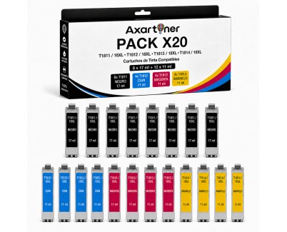 Compatible Pack x20 Epson T1811 / T1812 / T1813 / T1814 - 18XL Cartuchos de Tinta