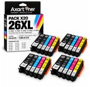 Compatible Pack x20 Epson T2621 / T2631 / T2632 / T2633 / T2634 - 26XL Cartuchos de Tinta para Expression Premium XP-510 XP-520 XP-600 XP-605 XP-610 XP-615 XP-620 XP-625 XP-700 XP-710 XP-720 XP-800 XP-810 XP-820