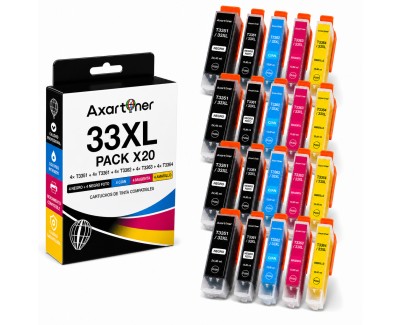 Compatible Pack x20 Epson T3351 / T3361 / T3362 / T3363 / T3364 - 33XL Cartuchos de Tinta para Expression Premium XP530 XP540 XP630 XP635 XP640 XP645 XP7100 XP830 XP900