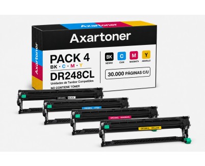 Compatible Pack x4 Brother DR-248 / DR248CL Tambor de Imagen (Drum) para Brother DCP-L: 3515CDW 3520CDW 3520CDWE 3555CDW 3560CDW / HL-L: 3215CW 3220CW 3220CWE 3240CDW 8230CDW 8240CDW / MFC-L: 3740CDW 3740CDWE 3760CDW 8340CDW 8390CDW