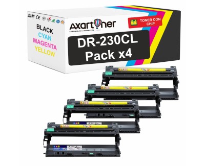 Compatible Pack x4 Brother DR230 Tambor de Imagen DR-230CL (Drum) para Brother DCP-9010CN HL-3040CN HL-3045CN HL-3070CN HL-3070CW HL-3075CW MFC-9120CN MFC-9125CN MFC-9320CW MFC-9325CW