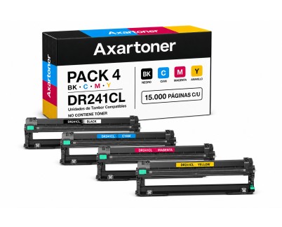 Compatible Pack x4 Brother DR241CL Tambor de Imagen (Drum) para Brother DCP: 9015CDW 9017CDW 9020CDW 9022CDW / HL: 3140CW 3142CW 3150CDW 3152CDW 3170CDW 3172CDW / MFC: 9140CDN 9142CDN 9330CDW 9332CDW 9340CDW 9342CDW