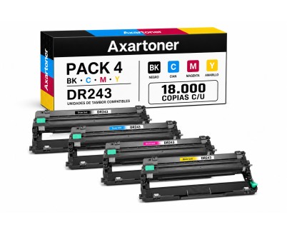 Compatible Pack x4 Brother DR243CL / DR-243 Tambor de Imagen (Drum) para DCP-L3510CDW, DCP-L3550CDW, HL-L3210CW, HL-L3230CDW, HL-L3270CDW, HL-L3280CDW, MFC-L3710CW, MFC-L3730CDN, MFC-L3750CDW, MFC-L3770CDW