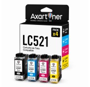 Compatible Pack x4 Brother LC-521 / LC521 Cartuchos de Tinta para Brother DCP-J1260W / DPC-J1310DW / DCP-J1360DW / DCP-J1460DW