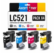 Compatible Pack x4 Brother LC-521 / LC521 Cartuchos de Tinta para Brother DCP-J1260W / DPC-J1310DW / DCP-J1360DW / DCP-J1460DW