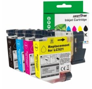 Compatible Pack x4 Brother LC-521 / LC521 Cartuchos de Tinta para Brother DCP-J1260W / DPC-J1310DW / DCP-J1360DW / DCP-J1460DW