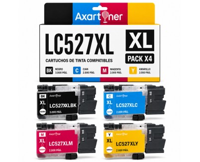 Compatible Pack x4 Brother LC-527XL / LC527XL Cartuchos de Tinta Pigmentada para Brother MFC-J4350DW MFC-J4550DW MFC-J6560DW MFC-J6960DW MFC-J6970DW MFC-J6975DW MFC-J6977DW