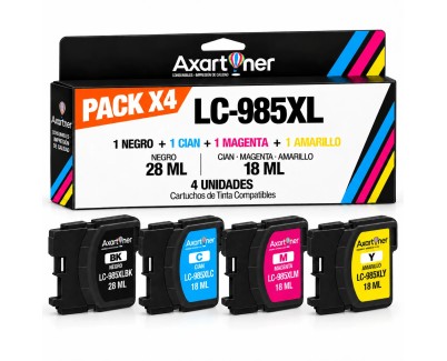 Compatible Pack x4 Brother LC-985XL Cartuchos de Tinta LC985