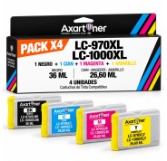 Compatible Pack x4 Brother LC1000XL / LC970XL LC-1000 / LC-970 Cartuchos de Tinta