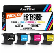 Compatible Pack x4 Brother LC1220XL / LC1240XL Cartuchos de Tinta