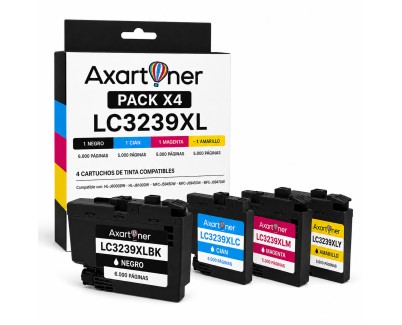 Compatible Pack x4 Brother LC3239XL Cartucho de Tinta Pigmentada LC-3239 para HL-J6000DW HL-J6100DW MFC-J5945DW MFC-J6945DW MFC-J6947DW