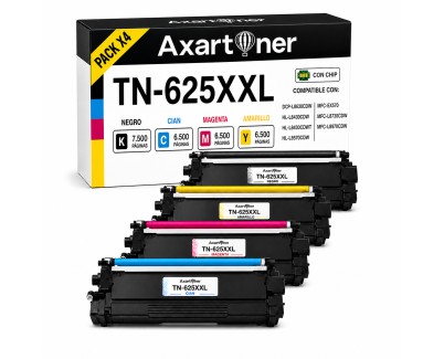 Compatible Pack x4 Brother TN-625XXL / TN-625XL Cartuchos de Toner TN625XXL / TN625XL / TN625 para DCP-L8630CDW, HL-L8430CDW, HL-L8430CDWT, HL-L8570CDW, MFC-EX570, MFC-L8730CDW, MFC-L8970CDW