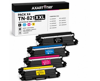 Compatible Pack x4 Brother TN-821XXL Cartuchos de Toner TN821XXL para Brother HL-L9430CDN / HL-L9470CDN / MFC-L9630CDN / MFC-L9670CDN