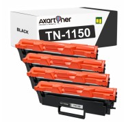 Compatible Pack x4 Brother TN1150 Negro Cartucho de Toner para Brother DCP-L1640 / DCP-L1642 / DCP-L1660 / HL-L1240 / HL-L1242