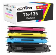 Compatible Pack x4 Brother TN135 / TN130 Cartuchos de Toner para DCP-9040CN DCP-9042CDN DCP-9045CDN DCP-9045CN HL-4040CN HL-4050 HL-4050CDN HL-4050CDNLT HL-4070CDW MFC-9440CN MFC-9450CDN MFC-9450CDNLT MFC-9640CW MFC-9840 MFC-9840CDW