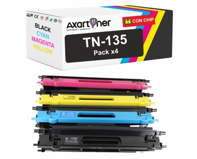 Compatible Pack x4 Brother TN135 / TN130 Cartuchos de Toner para DCP-9040CN DCP-9042CDN DCP-9045CDN DCP-9045CN HL-4040CN HL-4050 HL-4050CDN HL-4050CDNLT HL-4070CDW MFC-9440CN MFC-9450CDN MFC-9450CDNLT MFC-9640CW MFC-9840 MFC-9840CDW