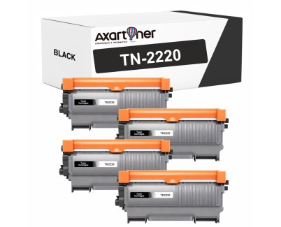 Compatible Pack x4 Brother TN2220 Negro Cartucho de Toner para Brother MFC-7360N HL-2130 MFC-7460DN MFC-7860DW FAX-2840 FAX-2940 HL-2240 HL-2250DN HL-2135W DCP-7055 DCP-7055