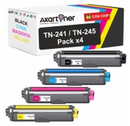 Compatible Pack x4 Brother TN241 / TN245 Cartuchos de Toner para Brother DCP: 9015CDW 9017CDW 9020CDW 9022CDW / HL: 3140CW 3142CW 3150CDW 3152CDW 3170CDW 3172CDW / MFC: 9140CDN 9142CDN 9330CDW 9332CDW 9340CDW 9342CDW