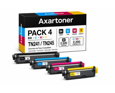 Compatible Pack x4 Brother TN241 / TN245 Cartuchos de Toner para Brother DCP: 9015CDW 9017CDW 9020CDW 9022CDW / HL: 3140CW 3142CW 3150CDW 3152CDW 3170CDW 3172CDW / MFC: 9140CDN 9142CDN 9330CDW 9332CDW 9340CDW 9342CDW