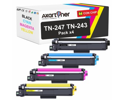 Compatible Pack x4 Brother TN247 / TN243 Cartuchos de Toner para DCP-L3510CDW, DCP-L3550CDW, HL-L3210CW, HL-L3230CDW, HL-L3270CDW, HL-L3280CDW, MFC-L3710CW, MFC-L3730CDN, MFC-L3750CDW, MFC-L3770CDW