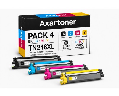 Compatible Pack x4 Brother TN248XL / TN-248XL Cartuchos de Toner para Brother DCP-L: 3515CDW 3520CDW 3520CDWE 3555CDW 3560CDW / HL-L: 3215CW 3220CW 3220CWE 3240CDW 8230CDW 8240CDW / MFC-L: 3740CDW 3740CDWE 3760CDW 8340CDW 8390CDW