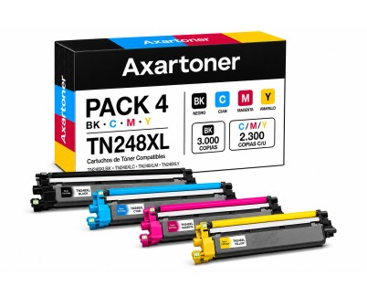 Compatible Pack x4 Brother TN248XL / TN-248XL Cartuchos de Toner para Brother DCP-L: 3515CDW 3520CDW 3520CDWE 3555CDW 3560CDW / HL-L: 3215CW 3220CW 3220CWE 3240CDW 8230CDW 8240CDW / MFC-L: 3740CDW 3740CDWE 3760CDW 8340CDW 8390CDW