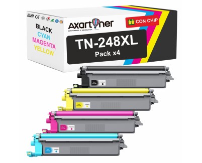Compatible Pack x4 Brother TN248XL / TN-248XL Cartuchos de Toner para Brother DCP-L: 3515CDW 3520CDW 3520CDWE 3555CDW 3560CDW / HL-L: 3215CW 3220CW 3220CWE 3240CDW 8230CDW 8240CDW / MFC-L: 3740CDW 3740CDWE 3760CDW 8340CDW 8390CDW