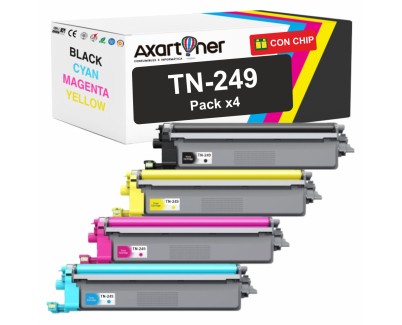 Compatible Pack x4 Brother TN249 Cartuchos de Toner para Brother HL-L8230CDW / HL-L8240CDW / MFC-L8340CDW / MFC-L8390CDW