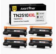 Compatible Pack x4 Brother TN2510XXL Negro Cartucho de Toner para Brother DCP-L2620 / DCP-L2627 / DCP-L2660 / DCP-L2665 / HL-L2400 / HL-L2445 / HL-L2447 / MFC-L2800 / MFC-L2827 / MFC-L2835 / MFC-L2860 / MFC-L2960 / MFC-L2980