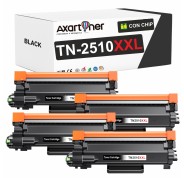Compatible Pack x4 Brother TN2510XXL Negro Cartucho de Toner para Brother DCP-L2620 / DCP-L2627 / DCP-L2660 / DCP-L2665 / HL-L2400 / HL-L2445 / HL-L2447 / MFC-L2800 / MFC-L2827 / MFC-L2835 / MFC-L2860 / MFC-L2960 / MFC-L2980