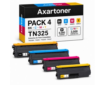 Compatible Pack x4 Brother TN325 Cartuchos de Toner Compatible para DCP-9055CDN, DCP-9270CDN, HL-4140CN, HL-4150CDN, HL-4570CDW, HL-4570CDWT, MFC-9460CDN, MFC-9465CDN, MFC-9560CDW, MFC9970CDW