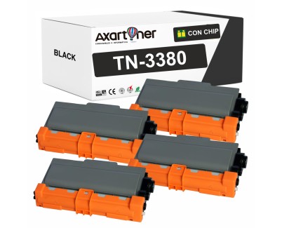 Compatible Pack x4 Brother TN3380 Negro Cartuchos de Toner TN-3380  TN-3300
