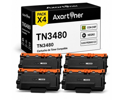 Compatible Pack x4 Brother TN3480 / TN3430 Negro Cartuchos de Toner TN-3480