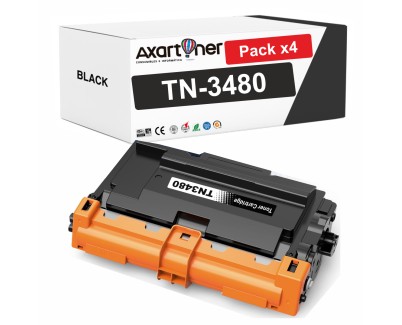 Compatible Pack x4 Brother TN3480 / TN3430 Negro Cartuchos de Toner TN-3480