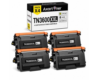 Compatible Pack x4 Brother TN3600XXL / TN-3600 XXL Negro Cartucho de Toner para Brother DCP-L5510DW / HL-L5210DN / HL-L5210DW / HL-L6210DW / HL-L6410DN / MFC-L5710DN / MFC-L5710DW / / MFC-L6710DW / MFC-L6910DN