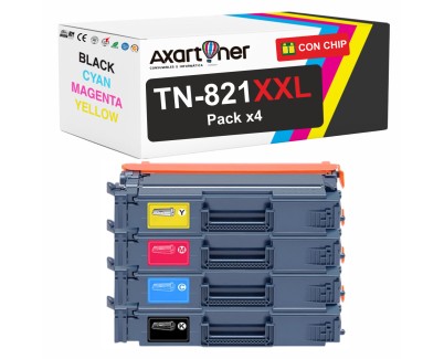 Compatible Pack x4 Brother TN821 XXL Cartuchos de Toner TN821XXL para Brother HL-L9430CDN / HL-L9470CDN / MFC-L9630CDN / MFC-L9670CDN