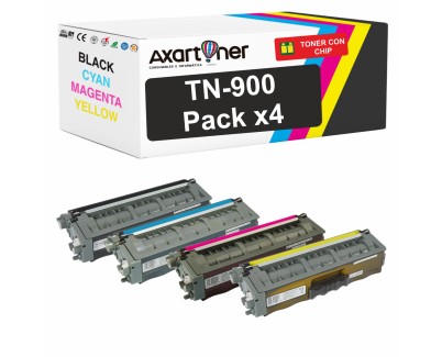 Compatible Pack x4 Brother TN900 Cartuchos de Toner TN-900 para HL-L9200CDWT, HL-L9300CDWTT, MFC-L9550CDW, MFC-L9550CDWT