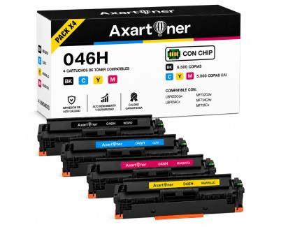 Compatible Pack x4 Canon 046H / 046 Cartuchos de Toner para i-Sensys LBP653Cdw LBP654Cx MF732Cdw MF734Cdw MF735Cx