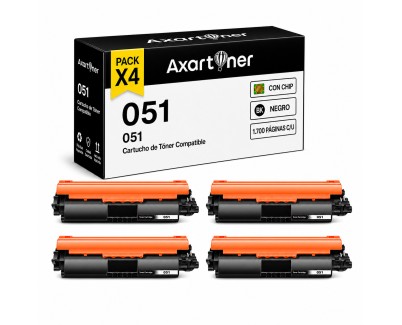 Compatible Pack x4 Canon 051 Negro Cartucho de Toner 2168C001 para Canon LBP160, LBP162, MF260, MF264, MF267, MF269