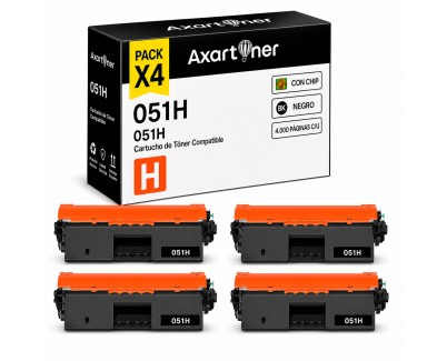 Compatible Pack x4 Canon 051H Negro Cartucho de Toner 2169C001 para Canon LBP160, LBP162, MF260, MF264, MF267, MF269