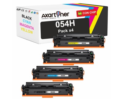 Compatible Pack x4 Canon 054H Cartuchos de Toner para i-Sensys LBP621, LBP623, LBP640, MF641, MF642, MF643, MF644, MF645