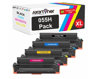 Compatible Pack x4 Canon 055H -con chip- Cartuchos de Toner para Canon i-Sensys LBP662Cdw LBP663Cdw LBP664Cx MF742Cdw MF744Cdw MF746Cx