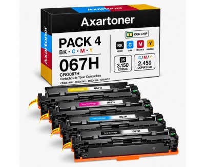 Compatible Pack x4 Canon 067H - con chip - Cartuchos de Toner para Canon i-SENSYS LBP631Cw / LBP633Cdw / MF651Cw / MF655Cdw / MF657Cdw