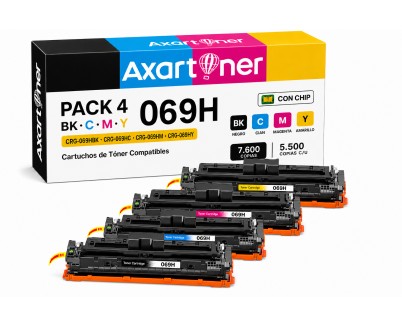 Compatible Pack x4 Canon 069H - con chip - Cartuchos de Toner para I-Sensys LBP673Cdw / MF752Cdw / MF754Cdw