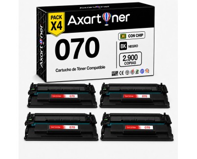 Compatible Pack x4 Canon 070 / 5639C002 Negro Cartucho de Toner para Canon i-SENSYS LBP243dw / LBP246dw / MF461dw / MF463dw / MF465dw