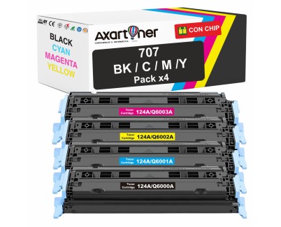Compatible Pack x4 Canon 707 Cartuchos de Toner para Canon LBP-5000 LBP-5100 LBP-5700