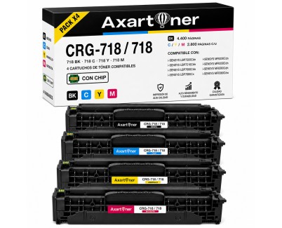 Compatible Pack x4 Canon 718 Cartuchos de Toner CRG718 para LBP7200 LBP7210 LBP7660 LBP7680 MF8360 MF8380 MF8530 MF8540 MF8550 MF8580 MF720 MF722 MF724 MF725