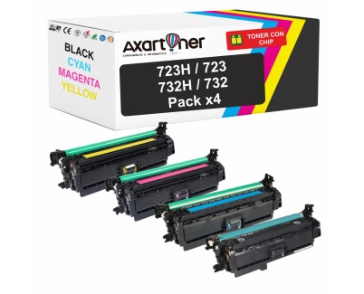 Compatible Pack x4 Canon 723H / 732H / 723 / 732 Cartuchos de Toner para Canon i-SENSYS LBP7750C, LBP7780C