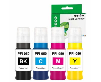 Compatible Pack x4 Canon PFI050 Botellas de Tinta Pigmentada para Canon imagePROGRAF TC-20 / TC-20M / TC-21 / TC-21M